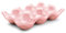 Flexzion Ceramic Egg Holder for Fridge - 6 Cups Egg Tray Half Dozen Porcelain Container Keeper Storage Organizer Decorative Serving Dish Serveware for Refrigerator Countertop Display Kitchen (Pink)