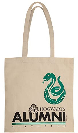 Harry Potter Unisex Slytherin Totebag, Elfenbein, Grün
