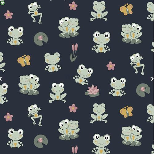 Jersey, lustige Frösche Marine als Meterware zum Nähen, 50 cm