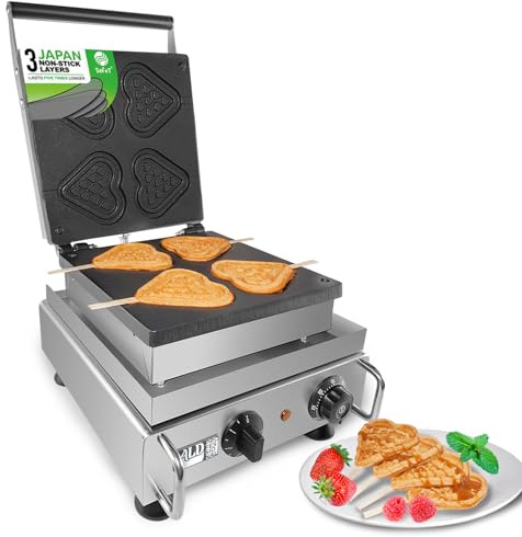 ALDKitchen Waffle Stick Maker | Waffles on a Stick | Nonstick Coating (4 Heart-Shaped)