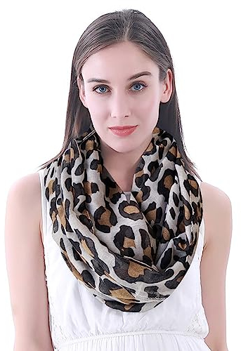 Damen Schlauchschal mit Leopardenmuster, leicht, Beige, Schwarz, Braun, One size