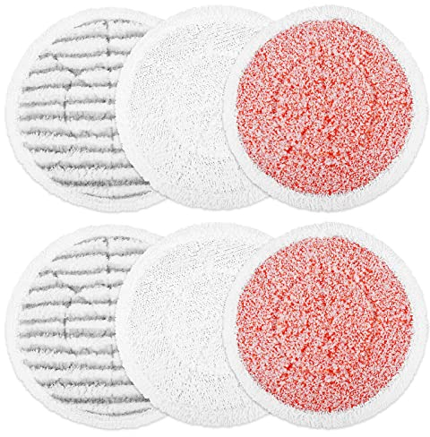 KEEPOW Replacement Steam Mop Pads for Shark S6002UK, All-in-One Mop Pads (2 Soft + 2 Scrub + 2 Heavy Duty)