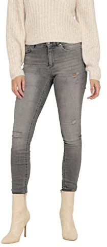 ONLY Damen Onlblush Mid Sk Ak Rw Dst Dnm Rea724noos Jeans, Medium Grey Denim, L / 32L EU