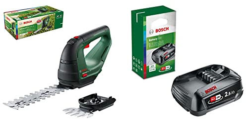 Bosch Akku Grasschere AdvancedShear 18V-10 (ohne Akku, 18-Volt-System, schneidet bis zu 85 m² pro Akkuladung, im Karton) & Akku PBA 18V 2.5Ah (18 Volt System, 2.5Ah Akku, im Karton)
