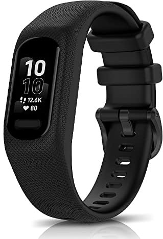 ToVioc Uhren-Armband Silikon Kompatibel mit Garmin Vivosmart 5 | Soft Silikon Atmungsaktiv Hautfreundlich Ersatzarmband für Garmin Vivosmart 5 - Schwarz
