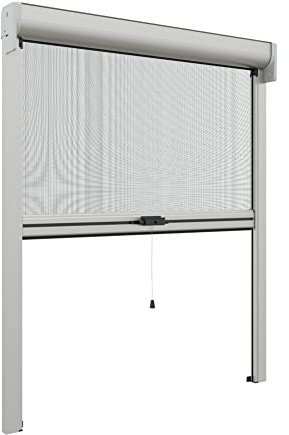 Zanzanet Zanzariera verticale con molla a rullo chiusura Ermetica per finestre su misura personalizzabile e con cerniera zip laterale isolante e profilo in alluminio 160x190 cm