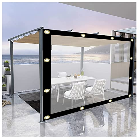 ZHZHXR Carport Seitenwand Plane Plane Transparent mit Ösen Langlebiges Wasserdichtes Tuch Wärmedämmung Frost- und Kältebeständigkeit (Color : Clear, Size : 2.5x2.5m(8.2x8.2ft))