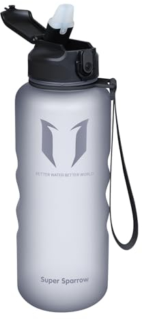 Super Sparrow Gourde Avec Paille - Bouteille - 1.5L - sans BPA Tritan - Anti-fuite Reutilisable pour salle de l'école,Sport