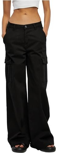 Urban Classics Damen Ladies High Waist Wide Leg Twill Cargo Pants