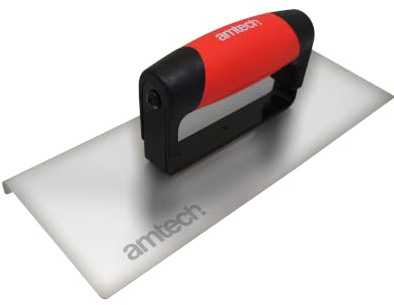 Amtech - Edging Trowel for Smooth Finish on Concrete Surfaces, Driveways, and More, Home DIY, Durable with Stainless Steel Blade to Prevent Chipping, Soft Grip Handle (10”)