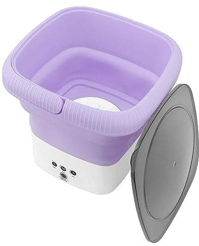 Mini Machine à Laver Portable, Mini Machine à Laver Pliable Puissante, Petite Machine à Laver Portable, Sûre, Ultra Silencieuse pour Les Voyages (Violet)