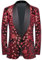 CARFFIV Männer Pailletten Samt Bühne Party Prom Hochzeit Abendessen Symmetrie Anzug Jacke Blazer,Red,XL