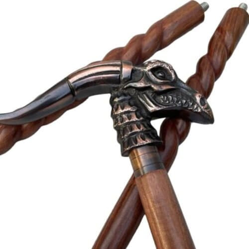 Gehstock aus Holz, Antik-Look, Motiv: Drachenkopf, viktorianischer Stil, faltbar, für Herren und Damen, Designer-Geschenk