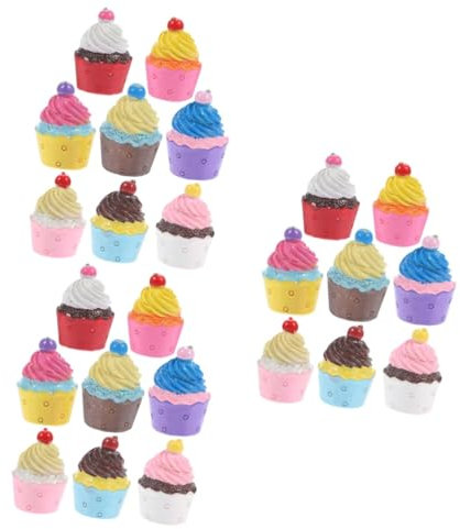 NUOBESTY 24 Stk Zubehör Aus Harz Simulierte Eiscrememodelle Dessertschalen Harz Simulierte Cupcake-ornamente Dessert-schlüsselanhänger-anhänger Zauber Für Diy 3d Pappbecher Handyhülle