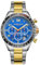 Anthony James Tachymeter Chrono-Armbanduhren für Herren – Rückseite aus Stahl, Analog, Armband aus Edelstahl, handmontiert, Wasser- und Kratzfeste Herrenuhr – (Blau)