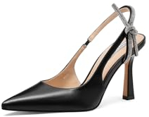 QUEEN HELENA K3347 Elegante Schuhe mit hohem Absatz Pumps mit geschlossenen Zehen mit Strass, Schwarz Pu, 39 EU
