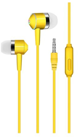 Wizoowip Hifi Earphones In-ear Earphone In-ear Wired Earphone with Microphone Surround Bass Sound Comfortable Headset for Music Calls Yellow