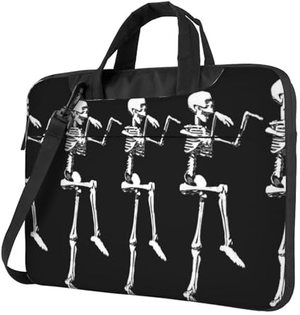 AABSTBFM San Francisco bedruckte Laptoptasche – Laptop-Hülle – moderne Laptop-Umhängetasche Computertasche für Business, Reisen, Schule, Büro, Halloween beweglicher Skelett-Schädel, 15.6 inch