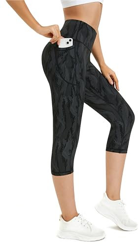 Buepeara Damen Yoga Leggings mit Taschen, High Waist Sporthose Tights Laufhose Fitnesshose Yogahose 03 M
