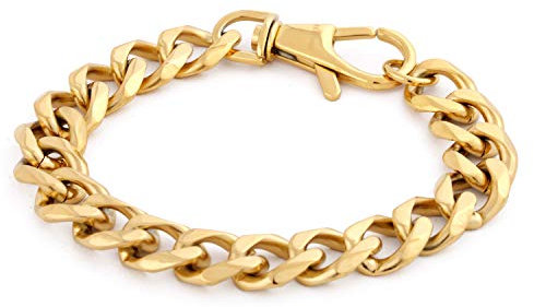 Akitsune Militium Kettenarmband | Panzerkette Glieder Damen Herren Metal Armreif Armband - Gold 20cm