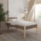 Hansales Seniorenbett 90x200 cm Triin Scandi Style ohne Rollrost - mit Stoffbezug - Braun - aus behandeltem FSC® Birkenmassivholz - braun - 350 kg - Einzelbettgestell mit Kopfteil