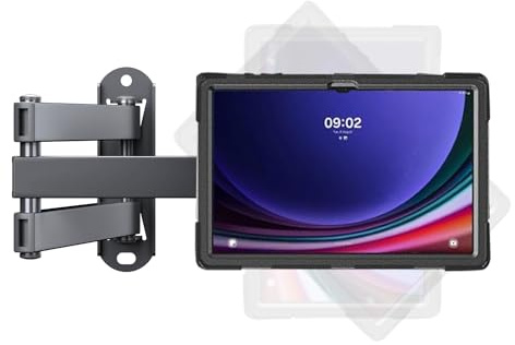 B2Bworkplace Wandhalterung kompatibel mit Samsung Galaxy Tab S9 Ultra - Tablet Halterung mit Abnehmbarer Schutzhülle - mit Schwenkarm und drehbar