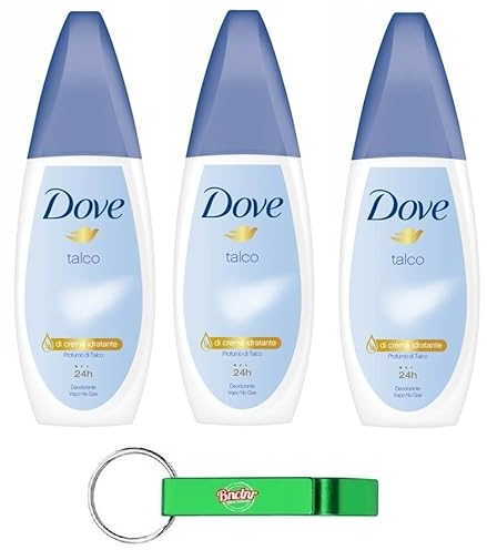 3x Dove Deodorante Vapo Talco,Deodorant Kein Gas 24h Talkum-Duft - Deo 75ml + Beni Culinari Kostenloser Schlüsselanhänger