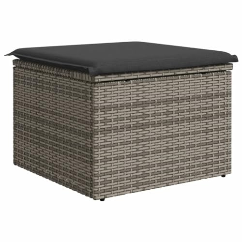 Gecheer Gartenhocker, Hocker mit Stauraum, Sitzhocker, Kissen, Schwarz Poly Rattan