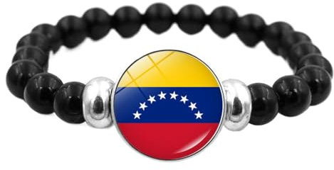 JRZEOCI Pulseras Colgantes Con Patrón De Bandera De Venezuela: Dijes Patrióticos De Hip-Hop, Brazaletes De Cuentas Hechos A Mano Vintage, Pulsera, Cadena De Mano, Accesorios De Joyerí