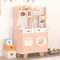 XJD Kinderküche Holz für Kinder, Spielküche Kleinkind mit Zubehör, Puppenküche mit Kaffeemaschine, Küchenzubehör, Mikrowelle, Ofen, Waschmaschine, Kinder Küche Spielset für Kinder ab 3 Jahren