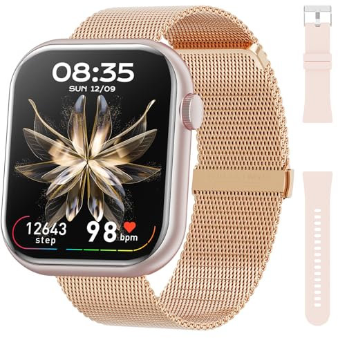 Hwagol Smart Watch (Answer/Make Calls), 1.85 Fitness Tracker, Smartwatch Heart Rate/Sleep Monitor/Pedometer/Calories, 140+ Sports Modes, Waterproof Women's Men's Fitness Watch for Android iOS