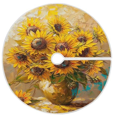 Waassud Vaso di girasole per albero di Natale, gonna grande per albero di Natale, ornamenti divertenti per feste di Natale, decorazioni per interni ed esterni, 121 cm