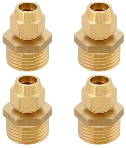 OTOTEC 4 Lot Raccords de Tube en Laiton 1/2 BSP Filetage Mâle Vers Adaptateur 8 Mm pour Canalisation de Gaz Système D'arrosage de Canalisation de Climatisation 29,8 Mm
