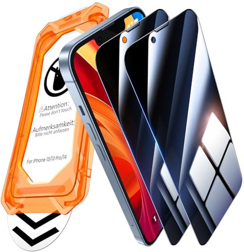 UniqueMe for iPhone 13/13 Pro/14/16e Privacy Screen Protector - 2 Pack Anti Spy Screen Protector Tempered Glass Bubble Free Ultra Resistant Case Friendly Scratch-proof