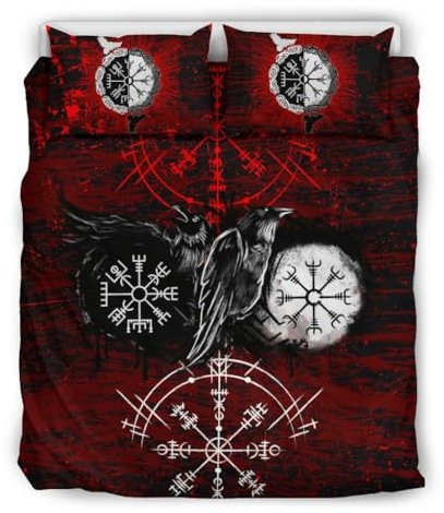 Generisch Bettwäsche 200x200cm Kinder, Wikinger Bettwäsche mit 3D Drucken und Runen, Mikrofaser Bettbezüge mit Reißverschluss und Kissenbezug 80x80 cm, Winterbettwäsche für Jungen und Mädchen