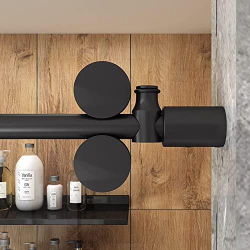 Glass Sliding Frameless Shower Door Hardware Kit(No Glass), Frameless Black Sliding Glass Shower Door Running Track Barn Shower Door Rolling Hardware, Easy to Install/Nero/6.6Ft-Sh