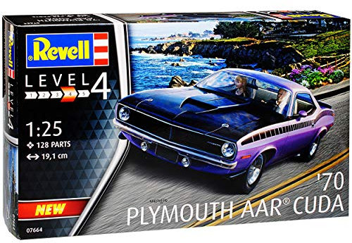 Plymouth AAR Hemi Cuda Barracuda Coupe Violett 3. Generation 1970-1974 07664 Bausatz Kit 1/25 1/24 Revell Modell Auto mit individiuellem Wunschkennzeichen