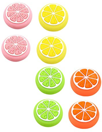 SECFOU 8stücke Silikon Lemon Joystick Caps Anti-rutsch Daumengriffe Schutzabdeckung Für Analogsticks Kompatibel Mit Controller-zubehör Einfache Installation Farbenfrohes Design