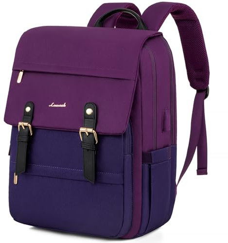 LOVEVOOK Rucksäcke für Kinder, Schulrucksack Teenager Mädchen, Wasserdichter Daypack mit Laptop Fach 15.6 Zoll, School Bag Tagesrucksack, Lila, blau-violett