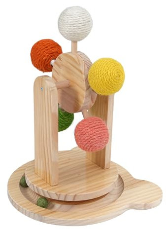 BAOFUYA Hölzerne Plattenspieler -Katzenkratzspielzeug, Einzigartiges Plattenspieler -Design -Platten -Basis -Katze Kratzkugelspielzeug für Innenkatzen