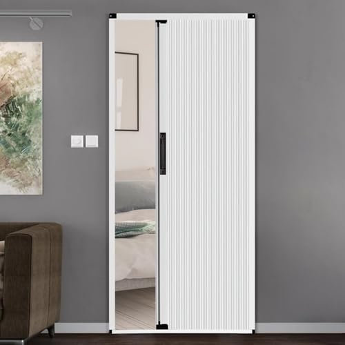 WhamtL Falttür Ohne Bohren Falttüren Innenbereich, Zapfengewebe Falttür Raumteiler, Extra Breit Schiebetür Scheunentore, 130 cm (51.2)