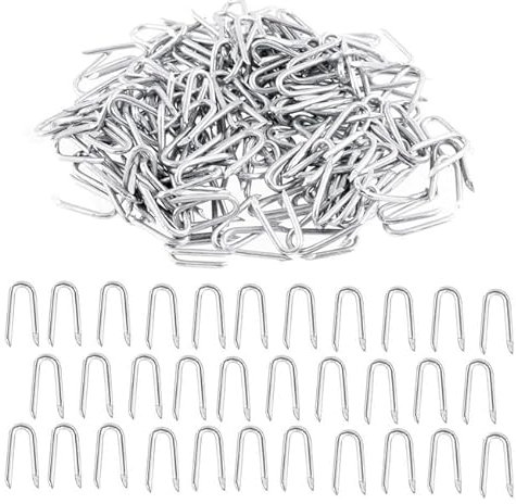 Glarks 423pcs 1 3/4 5/8 1/2 U Staple Nails and 8 Size Cable Clips Assortment Kit, Black White Wire Cord Clips with Steel Nail, Metal Cable Staple for Flat Ethernet Cable