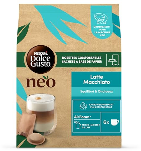 NEO Latte Macchiato par NESCAFÉ® Dolce Gusto® - 30 Dosettes de café et 30 sachets de lait (5 boîtes de 6 dosettes et 6 sachets) - Compatibles uniquement avec les machines à café NESCAFÉ Dolce Gusto NE