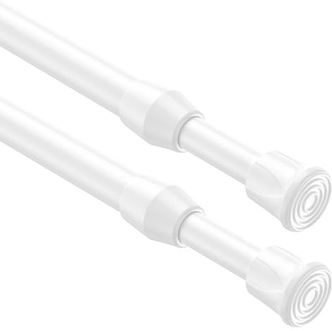 AIZESI vorhangstange ohne bohren 68 bis 97cm klemmstange für gardinen, 2 Stück vorhangstange klemmstange, teleskopstange spannstange gardinenstange zum klemmen für Fenster, Tür, Küche(Weiß)