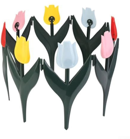 URPIZY Gartenzaun Kunststoff 20 Stück Dekorativer Tulpendesign Rasenkante Beeteinfassung Flexibel Verbindbar Wetterfest Für Gemüsegarten Rasen Baumringe Poolbereich Rot Gelb Blau Rosa 30X15cm