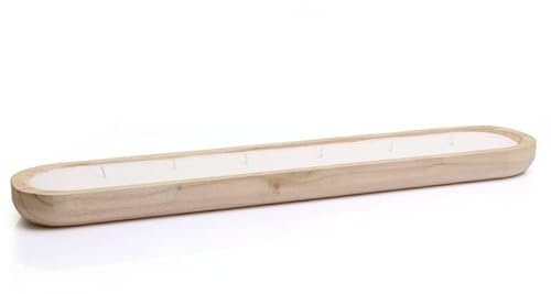 FAHAAM Long Wooden Citronella Candle, Wooden Candle Holder Tray with White Insert, Outdoor Citronella Candles, Garden Candle, Citronella Camping Candles for Garden BBQ Outdoor Event Holiday.
