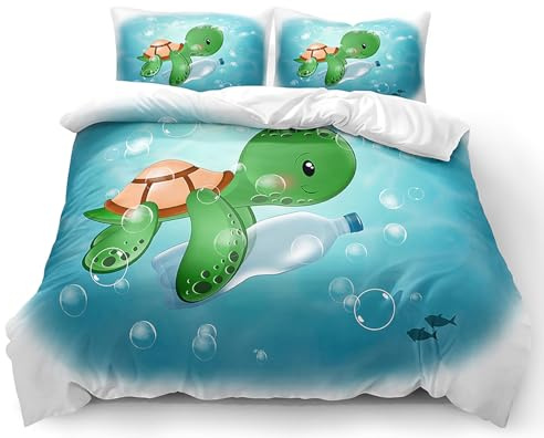 VOGIAY Bettwäsche 135x200 Süße Schildkröte Bettwäsche - Bettbezug für Teenager Mädchen und Jungen - Mikrofaser Bettbezüge mit 1 Kissenbezug 80x80cm Bügelfreie Bettwäsche mit Reißverschluss