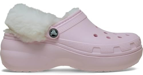 Crocs Classic Platform Fuzz Lined Clog Pink Milk Size 8 UK Women