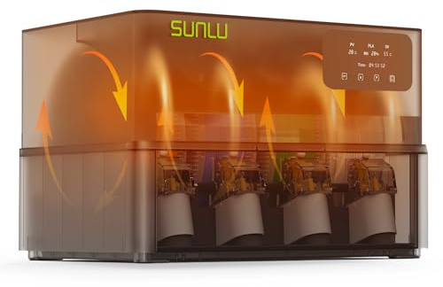 SUNLU Ufficiale AMS Heater, Asciugatura e Stampa Simultanea, Asciugatore per filamenti per stampante 3D per AMS Gen 1, Controllo Umidità Intelligente, 70°C in 20 Min, Capacità 4 Bobine