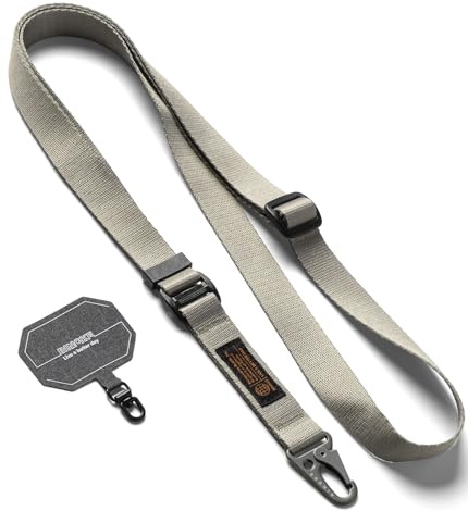 Ringke Holder Link Tactical Webbing Lanyard Strap | [mit Phone-Tether-Tab] Verstellbares Umhängeband mit Schlankem Glanz & Robustem Karabiner-Schlüsselanhänger für Handyhülle
